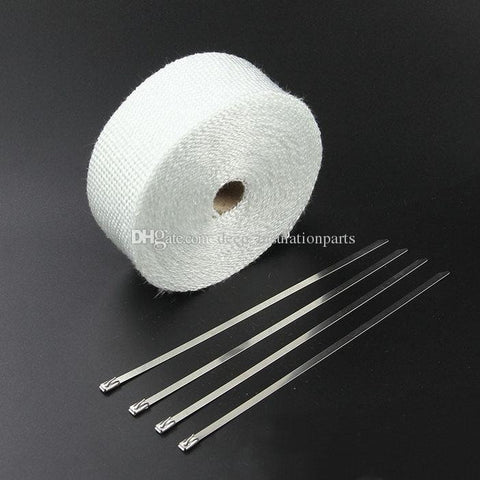 Exhaust Heat Bandage 50mm x 5m inc x4 Stainless Steel Tie Wraps